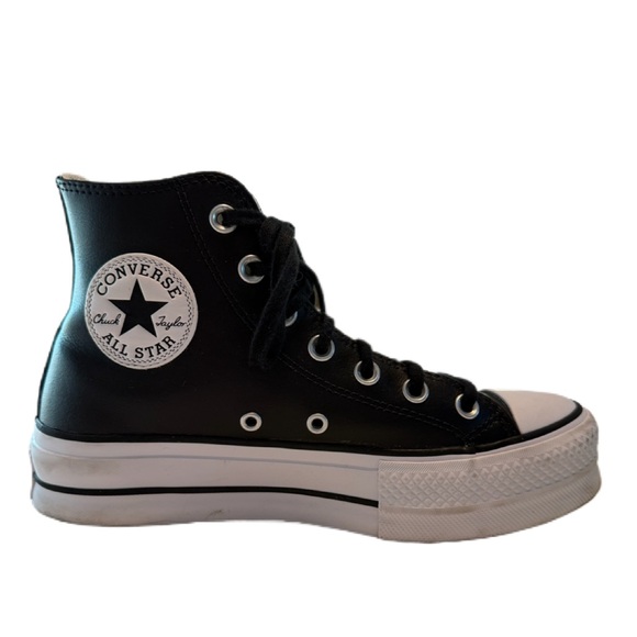Converse Chuck Taylor All Star Lift Platform Leather High Top Women’s 6.5 Black - Picture 6 of 14